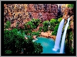 Wodospad Havasu, Skay, Drzewa, Arizona, Stany Zjednoczone