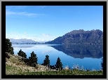 Jezioro, Drzewa, Gry, Hawea, Nowa Zelandia