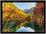 Chiny, Park Narodowy Jiuzhaigou, Jezioro, Góry, Jesień, Drzewa