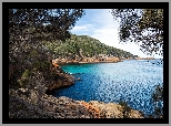 Morze, Skały, Drzewa, Zatoka, Sleepy Bay, Wybrzeże, Park Narodowy Freycineta, Tasmania, Australia