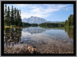 Kanada, Park Narodowy Jasper, Prowincja Alberta, Jezioro, Maligne Lake, Góry, Drzewa, Lasy