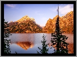 Stany Zjednoczone, Wyoming, Park Narodowy Grand Teton, Góry, Jezioro, Jenny Lake, Drzewa