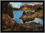 Skały, Jezioro, Aoos Lake, Drzewa, Grecja