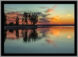 Stany Zjednoczone, Kolorado, Park stanowy, Chatfield State Park, Jezioro, Chatfield Lake, Drzewa, Chmury