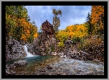 Młyn, Crystal Mill, Rzeka, Crystal River, Jesień, Skały, Drzewa, Kolorado, Stany Zjednoczone