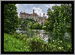 Zamek Sigmaringen, Niemcy, Rzeka, Dunaj, Drzewa