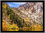 Jesień, Góry, Sierra Nevada, Jezioro, Convict Lake, Drzewa, Kalifornia, Stany Zjednoczone