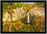 Jesień, Drzewa, Wodospad, Taughannock Falls, Skały, Stan Nowy Jork, Stany Zjednoczone