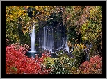 Wodospad, Shiraito Falls, Skały, Kolorowe, Drzewa, Jesień, Prefektura Shizuoka, Japonia