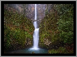 Wodospad, Multnomah Falls, Most, Skały, Drzewa, Multnomah, Oregon, Stany Zjednoczone